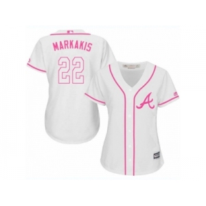 Women's Majestic Atlanta Braves #22 Nick Markakis Authentic White Fashion Cool Base MLB Jersey