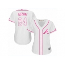 Women's Majestic Atlanta Braves #24 Kurt Suzuki Replica White Fashion Cool Base MLB Jersey