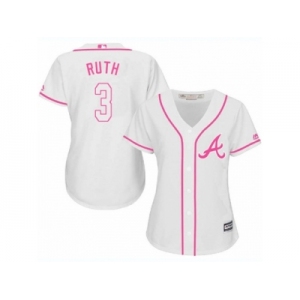 Women's Majestic Atlanta Braves #3 Babe Ruth Replica White Fashion Cool Base MLB Jersey