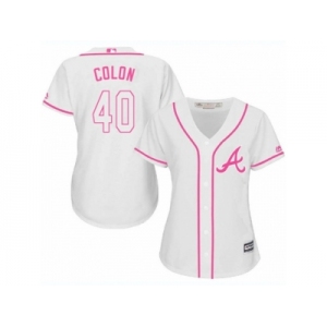 Women's Majestic Atlanta Braves #40 Bartolo Colon Replica White Fashion Cool Base MLB Jersey