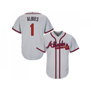 Youth Atlanta Braves #1 Ozzie Albies Grey Cool Base Stitched MLB Jersey