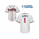 Youth Atlanta Braves #1 Ozzie Albies White Cool Base Stitched MLB Jersey