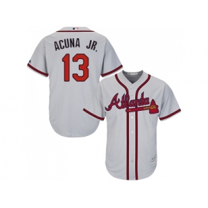 Youth Atlanta Braves #13 Ronald Acuna Jr. Grey Cool Base Stitched MLB Jersey