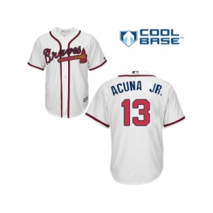 Youth Atlanta Braves #13 Ronald Acuna Jr. White Cool Base Stitched MLB Jersey