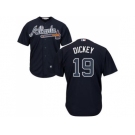 Youth Atlanta Braves #19 R.A. Dickey Navy Blue Cool Base Stitched MLB Jersey