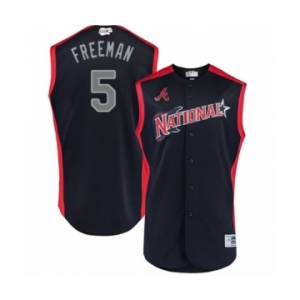 Youth Atlanta Braves #5 Freddie Freeman Authentic Navy Blue National League 2019 Baseball All-Star Jersey