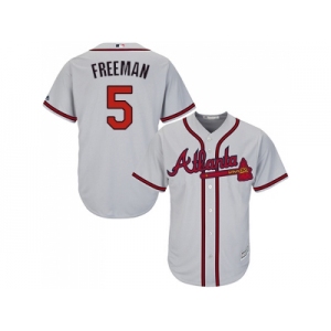 Youth Atlanta Braves #5 Freddie Freeman Grey Cool Base Stitched MLB Jersey