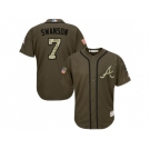 Youth Atlanta Braves #7 Dansby Swanson Green Salute to Service Stitched MLB Jersey