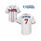 Youth Atlanta Braves #7 Dansby Swanson White Cool Base Stitched MLB Jersey