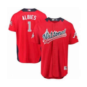 Youth Majestic Atlanta Braves #1 Ozzie Albies Game Red National League 2018 MLB All-Star MLB Jersey