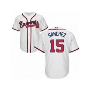 Youth Majestic Atlanta Braves #15 Tony Sanchez Replica White Home Cool Base MLB Jersey