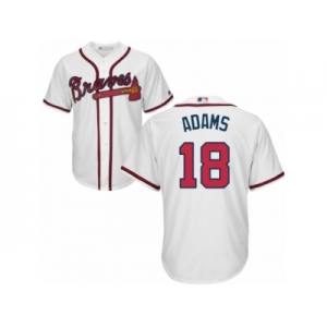 Youth Majestic Atlanta Braves #18 Matt Adams Authentic White Home Cool Base MLB Jersey