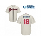 Youth Majestic Atlanta Braves #18 Matt Adams Replica Cream Alternate 2 Cool Base MLB Jersey