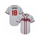 Youth Majestic Atlanta Braves #18 Matt Adams Replica Grey Road Cool Base MLB Jersey