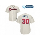 Youth Majestic Atlanta Braves #30 Jason Motte Replica Cream Alternate 2 Cool Base MLB Jersey