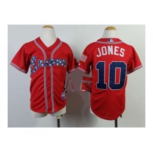 Youth mlb jerseys atlanta braves #10 jones red[2014 new]