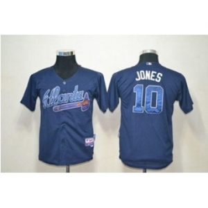 youth mlb jerseys atlanta braves #10 jones blue(cool base)