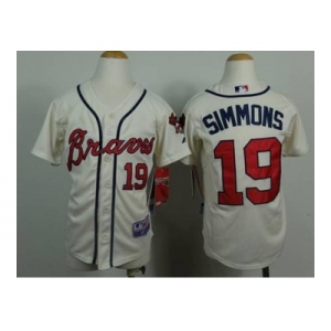 youth mlb jerseys atlanta braves #19 simmons cream