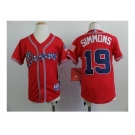 youth mlb jerseys atlanta braves #19 simmons red[2014 new]