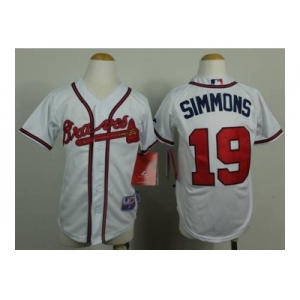 youth mlb jerseys atlanta braves #19 simmons white