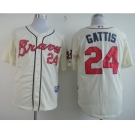 youth mlb jerseys atlanta braves #24 gattis cream