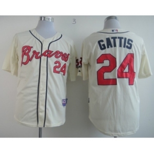 youth mlb jerseys atlanta braves #24 gattis cream