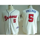 youth mlb jerseys atlanta braves #5 freeman cream