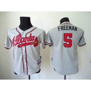 youth mlb jerseys atlanta braves #5 freeman grey