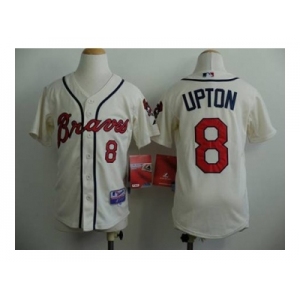 youth mlb jerseys atlanta braves #8 upton cream