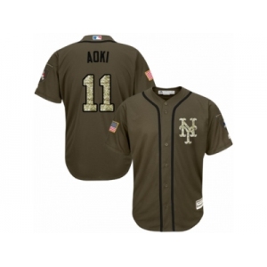 Youth Majestic New York Mets #11 Norichika Aoki Authentic Green Salute to Service MLB Jersey