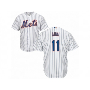 Youth Majestic New York Mets #11 Norichika Aoki Replica White Home Cool Base MLB Jersey