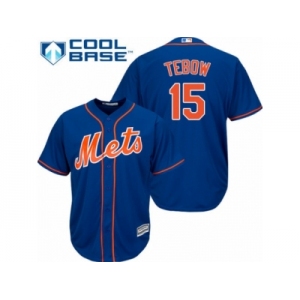 Youth Majestic New York Mets #15 Tim Tebow Authentic Royal Blue Alternate Home Cool Base MLB Jersey