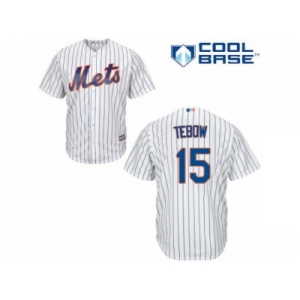 Youth Majestic New York Mets #15 Tim Tebow Replica White Home Cool Base MLB Jersey