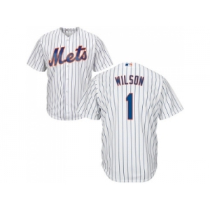 Youth New York Mets #1 Mookie Wilson White(Blue Strip) Cool Base Stitched MLB Jersey