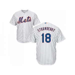 Youth New York Mets #18 Darryl Strawberry White(Blue Strip) Cool Base Stitched MLB Jersey