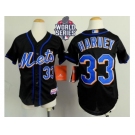 Youth New York Mets #33 Matt Harvey Black Cool Base W 2015 World Series Patch Stitched MLB Jersey