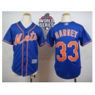 Youth New York Mets #33 Matt Harvey Blue Alternate Home Cool W 2015 World Series Patch Stitched MLB Jersey