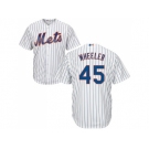 Youth New York Mets #45 Zack Wheeler White(Blue Strip) Cool Base Stitched MLB Jersey