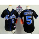 Youth New York Mets #5 David Wright Black Cool Base W 2015 World Series Patch Stitched MLB Jersey