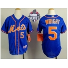 Youth New York Mets #5 David Wright Blue Alternate Home Cool W 2015 World Series Patch Stitched MLB Jersey