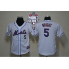 Youth New York Mets #5 David Wright White Cool Base W 2015 World Series Patch Stitched MLB Jersey