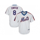 Youth New York Mets #8 Gary Carter White(Blue Strip) Alternate Cool Base Stitched MLB Jersey