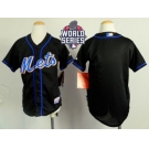 Youth New York Mets Blank Black Cool Base W 2015 World Series Patch Stitched MLB Jersey