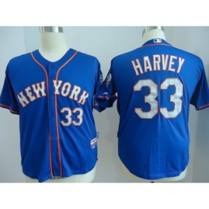 youth mlb jerseys new york mets #33 harvey blue[number grey]