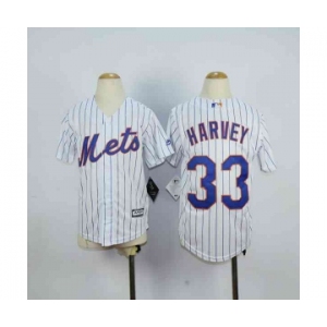 youth mlb jerseys new york mets #33 harvey white(blue stripe)