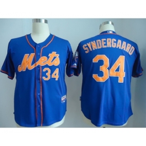 youth mlb jerseys new york mets #34 syndergaard blue[number orange][syndergaard]