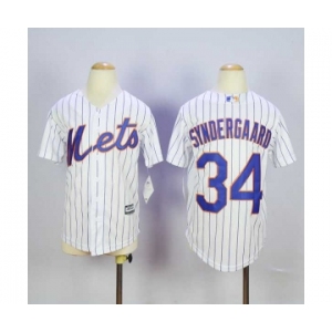 youth mlb jerseys new york mets #34 syndergaard white(blue strip)[syndergaard]
