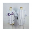 youth mlb jerseys new york mets blank white(blue strip)