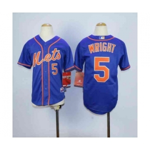 youth mlb new york mets #5 david wright blue(number orange)