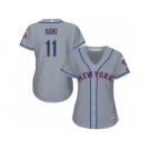 Women Majestic New York Mets #11 Norichika Aoki Authentic Grey Road Cool Base MLB Jersey